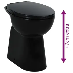 Berkfield High Rimless Toilet Soft Close 7 cm Higher Ceramic Black