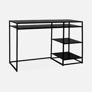 sweeek. 2-shelf desk in black metal Industrielle Black 120x50x75 cm