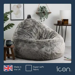 icon Cocoon Faux Fur Bean Bag Arctic Wolf Grey Bean Bag Chairs