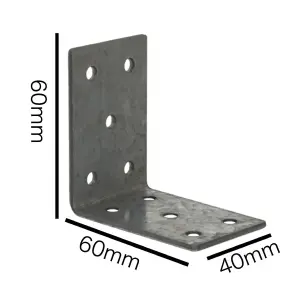 10x Fixings Direct - 60x60x40 Angle Brackets (Galvanised)