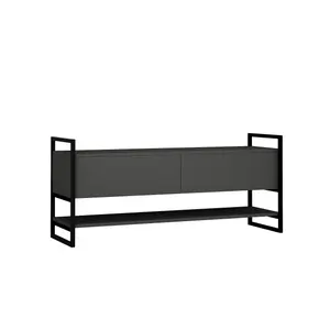 Decortie Metola Modern TV Unit Multimedia Centre Anthracite Grey with Storage TV Cabinet 130cm