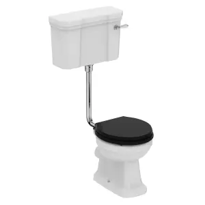 Ideal Standard Waverley Low Level White High-low Toilet & cistern with Black Standard close seat & Low level cistern