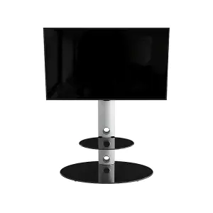 AVF Lugano 80cm Oval Pedestal TV Stand - Silver and Black Glass