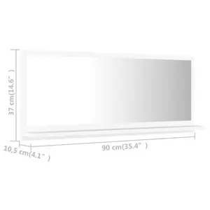 Dorlene Framed Wall Mounted Bathroom Mirror White / 90 cm