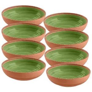 Purely Home Rustic Swirl Green Melamine Bowls - Set of 8