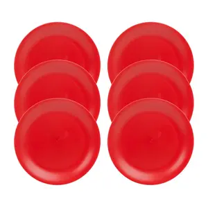 Teal  6 Pcs Unbreakable Reusable Coloured Plastic Dinner Plates Kids Party Tableware Red