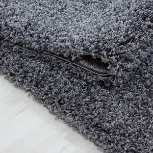 Wadan 80x150cm Dark Grey Shaggy Rug - Rectangular Soft Touch Thick Pile Modern Area Rug - Rugs for Living & Bedroom Non Shedding