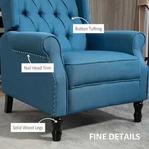 HOMCOM Manual Reclining Armchair Recliner with Footrest Blue