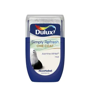 Dulux One coat Jasmine white Matt Emulsion paint, 30ml