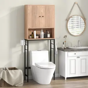 COSTWAY Over The Toilet Storage Shelf Freestanding Bathroom Cabinet w/ 2 Doors