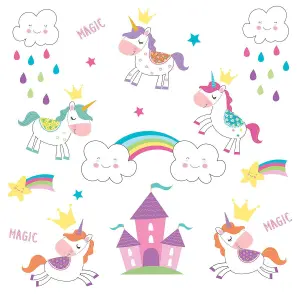 Walplus Unicorn World Kids Sticker PVC Pink