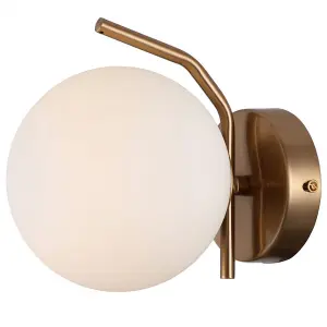 Luminosa Modern Wall Lamp Honey Brass 1 Light  with White Shade, G9