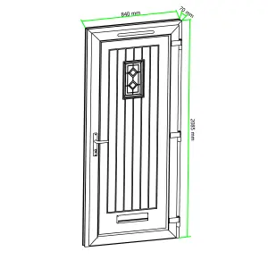 Fortia Curral Frosted Glazed White LH External Front Door set, (H)2085mm (W)840mm