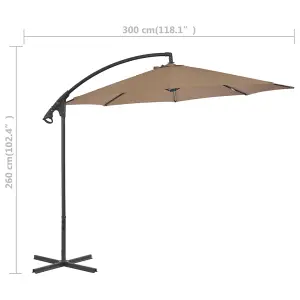 Berkfield Cantilever Umbrella with Steel Pole 300 cm Taupe