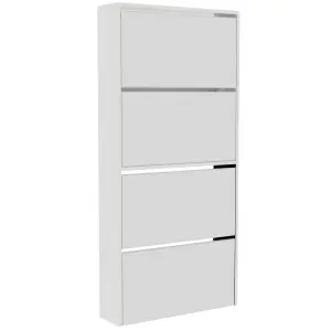 Vida Designs Welham White 4 Drawer Mirrored Shoe Storage Cabinet