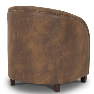 Faux Leather Suede Brown Tub Chair