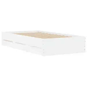 Berkfield Bed Frame with Drawers without Mattress White 90x190 cm Single