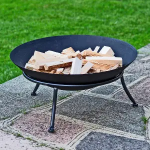 Black Melbourne Iron Cast Metal Fire Pit Bowls for Outdoor BBQ, Heating and Garden