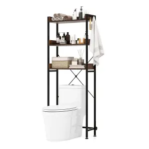 Costway 3-Tier Over-The-Toilet Storage Shelf Space Saving Bathroom Organizer w/ 4 Hooks