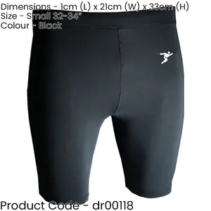 S - BLACK Adult Sports Baselayer Compression Shorts Bottoms - Unisex Training