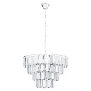 Pendant Ceiling Light Colour Chrome Shade Clear Crystal Bulb E14 7x40W