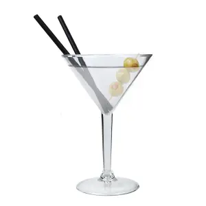 Pack Of 24 Plastic Martini Glasses - Reusable Cocktail Drink Clear Cup Indoor Outdoor Summer BBQ Party