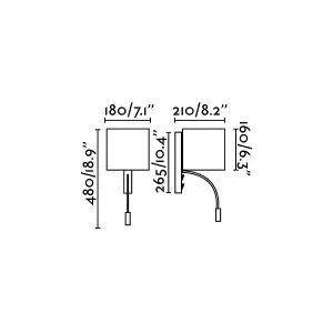 Luminosa Tira Wall Lamp White E27 with Reading Light 3W 3000K