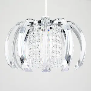 ValueLights Ceiling Shade In Chrome Finish With Clear Acrylic Droplets