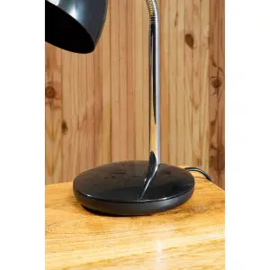 Interiors By Premier Sleek Black Lamp, Minimalist Design Bedside Table Lamp For Bedroom, Flexible Desk Lamp For Home Office