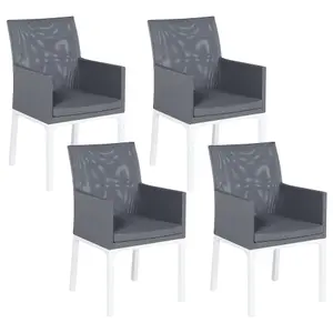 Set of 4 Garden Chairs BACOLI Fabric Dark Grey