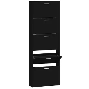 Shoe Cabinet Black 59x17x169 cm Engineered Wood