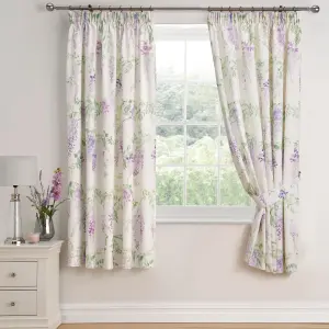 Wisteria Pair of Pencil Pleat Curtains With Tie-Backs