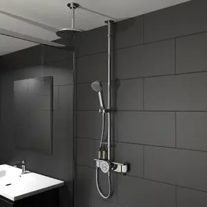 Aqualisa Smart Link Retrofit Chrome effect Ceiling fed High or low pressure Digital Exposed valve Adjustable HP/Combi Shower