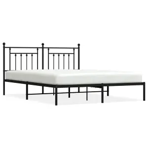 Berkfield Metal Bed Frame with Headboard Black 160x200 cm