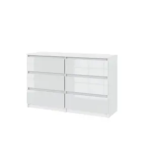 Chest Of Drawers Cabinet Cupboard Bedroom  - White Gloss 6 Drawers