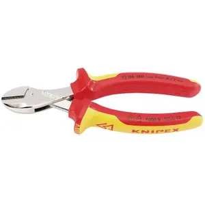 KNIPEX 73 06 160 X-Cut Compact Diagonal Cutter, VDE-tested chrome-plated, 160mm 25885