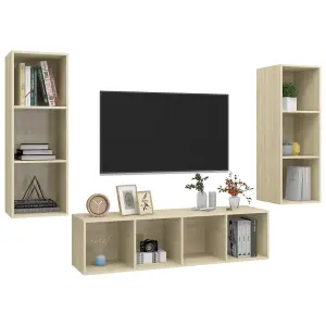 Berkfield 3 Piece TV Cabinet Set Sonoma Oak Engineered Wood