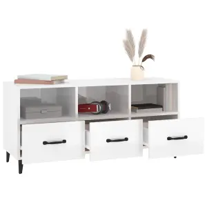 Berkfield TV Cabinet High Gloss White 102x35x50 cm Engineered Wood