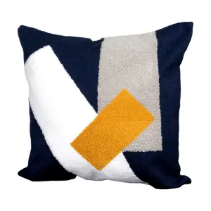 Navy Blue Abstract Boho Cushion Cover