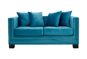 Sofia 2 Seater Cyan Blue Velvet Sofa