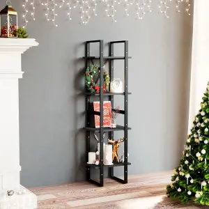 Berkfield 4-Tier Book Cabinet Black 40x30x140 cm Solid Pine Wood