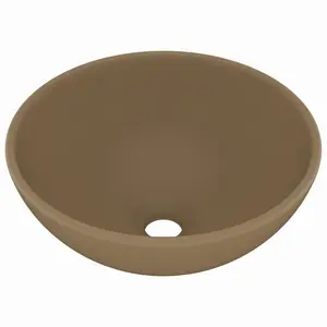 Belfry Bathroom Yogi 325mm L x 325mm W Ceramic Circular Countertop Basin Sink Cream