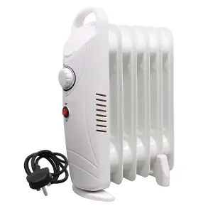 Right Radiators Oil Filled Radiator 6 Fin 800W Mini Electric Portable Heater Thermostat White