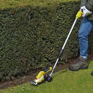 7.2V Cordless Lightweight Hedge Trimming Shears, Wheel Attachment & Lithium-Ion Battery 90mm Cutting Blade