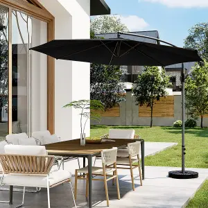 3M Outdoor Black Cantilever Crank Tilt Swivel Banana Umbrella Sunshade with Fillable Base