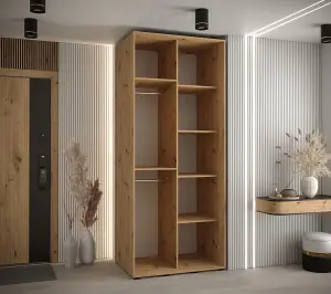 Sapporo Sliding Door Wardrobe - Stylish and Compact - Oak Artisan (H)2050mm (W)1100mm (D)600mm