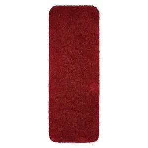 Red Plain , Anti-slip Shaggy Rug Easy to clean Dining Room-67cm X 150cm