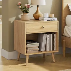 Monterey 1 Drawer Bedside Table Brown