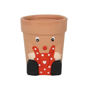 Terracotta Lady Plant Pot. Indoor or Outdoor Use. Size Small (Dia) 11 cm