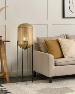 Metal Floor Lamp Brass and Black KAMINI